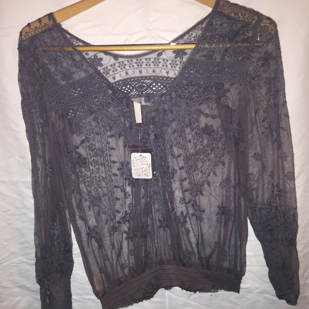 Free People Boho Lace V-neck shirt